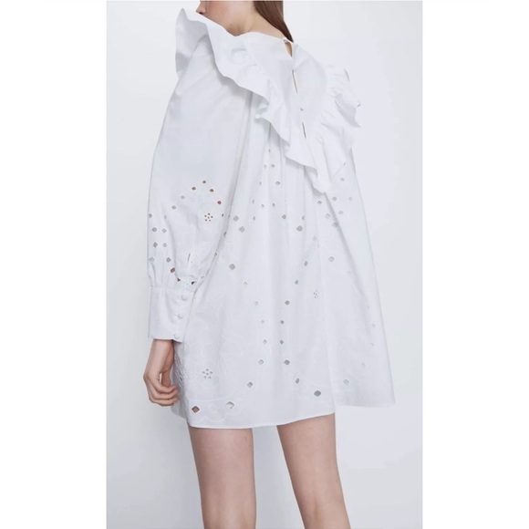 Zara Ruffled Openwork Embroidery Dress - Picture 7 of 11